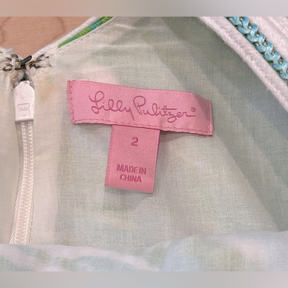 Lilly Pulitzer Tessa Shift Dress in Green Sheen Fronds Place and Size 2 - Picture 7 of 13